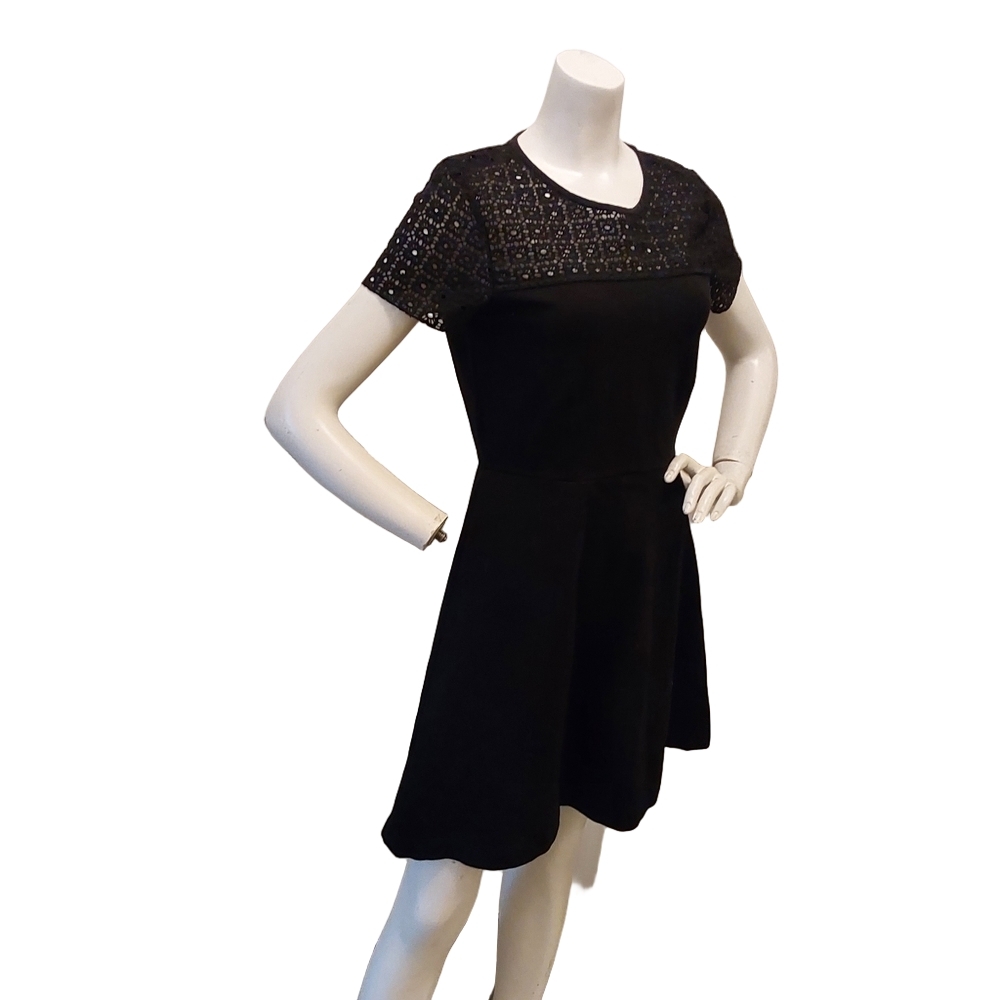 J CREW‎  EYELET BLACK COCKTAIL DRESS SIZE 6